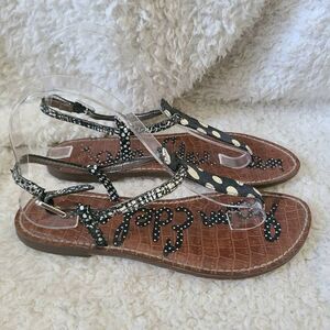 Sam Edelman Gigi Black‎ and White Polka-dot Leather Sanaa sz 7.5